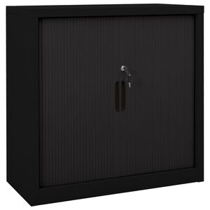 vidaXL Sk&aring;p med skjutd&ouml;rr svart 90x40x90 cm st&aring;l