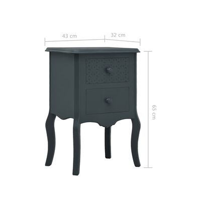 vidaXL Nattduksbord grå 43x32x65 cm MDF