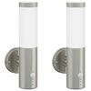 vidaXL Utomhus v&auml;gglampa 2 st Silver 15 x 7,5 x 33 cm