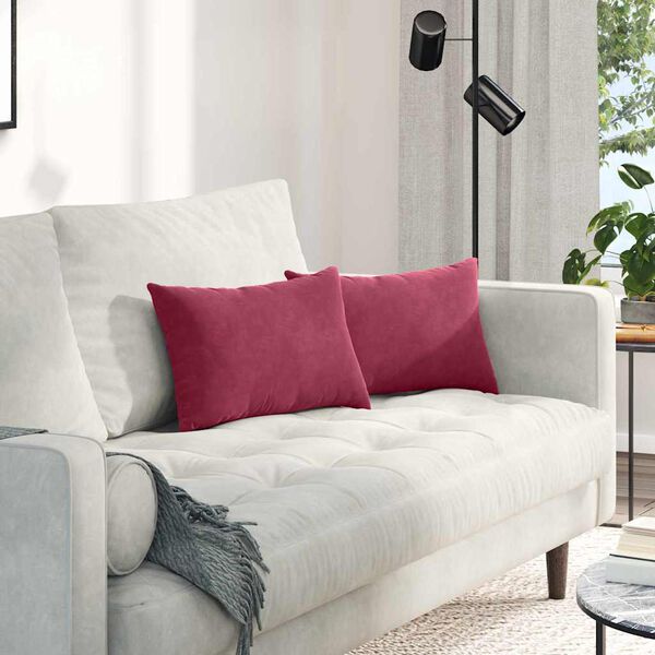 vidaXL Sofakuddar 2 pcs Vinr&ouml;d 50 x 30 cm Kordread tyg