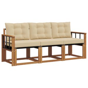vidaXL Utomhussoffset med kudde 3 pcs Naturlig och Beige