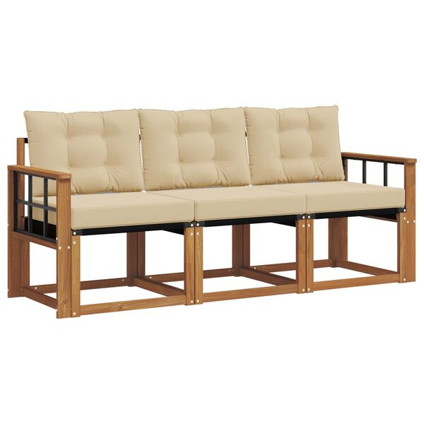 vidaXL Utomhussoffset med kudde 3 pcs Naturlig och Beige