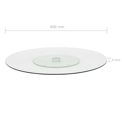 vidaXL Snurrbar serveringsbricka transparent 60 cm härdat glas