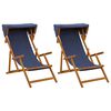 vidaXL Deck Chair 2 pcs 3 Position Massiv Eukalyptus Tr&auml; Bl&aring;