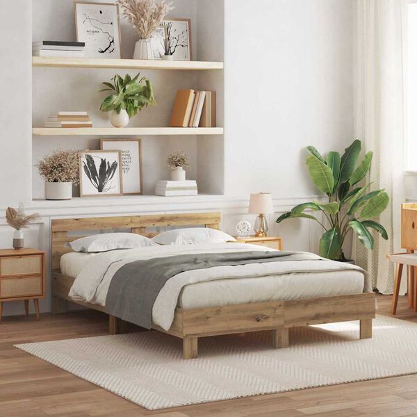 vidaXL S&auml;ngram med huvudgavel artisan ek 150 x 200 cm Konstruerat tr&auml;