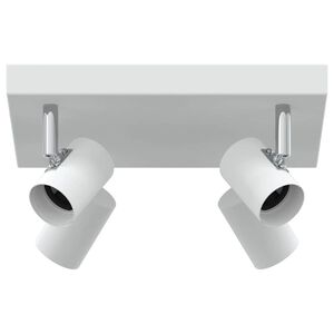 vidaXL Takspotlight med str&aring;lkastare Vit 26 x 26 x 11,5 cm Metall