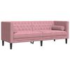 vidaXL Soffgrupp chesterfield 2 delar bolsterkuddar rosa sammet