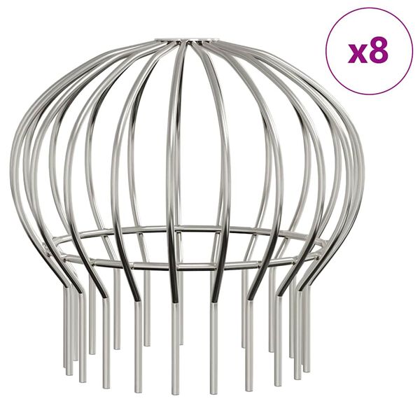 vidaXL Takr&auml;nnans l&ouml;vskydd 8 pcs Silver 160 mm Rostfritt st&aring;l