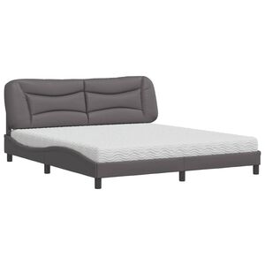 vidaXL S&auml;ng med madrass Hvar gr&aring; 180x200 cm konstl&auml;der