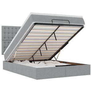 vidaXL Ottoman s&auml;ngram med madrass ljusgr&aring; 140x200 cm tyg