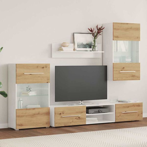 vidaXL TV-m&ouml;bler 5 delar med LED-belysning artisan ek konstruerat tr&auml;