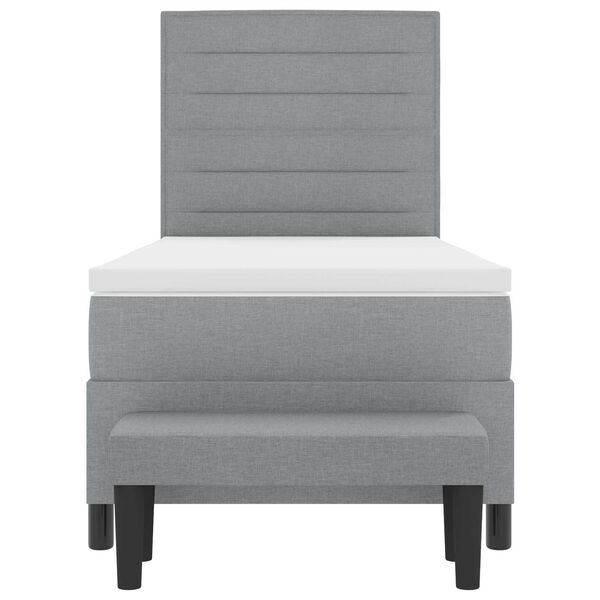 vidaXL B&auml;ddfj&auml;der med madrass med huvudgavel Ljusgr&aring; 90 x 190 cm tyg