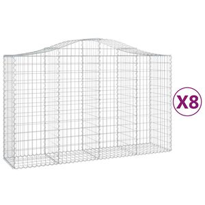 vidaXL Gabioner b&aring;gformade 8 st 200x50x120/140 cm galvaniserat j&auml;rn