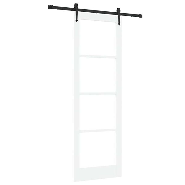vidaXL Skjutd&ouml;rr ORKDAL Vit 78 x 232 cm Massivt talltr&auml; och glas