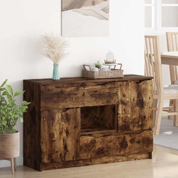 vidaXL Sideboard med l&aring;da R&ouml;kt ek 100 x 30 x 65,6 Konstruerat tr&auml;