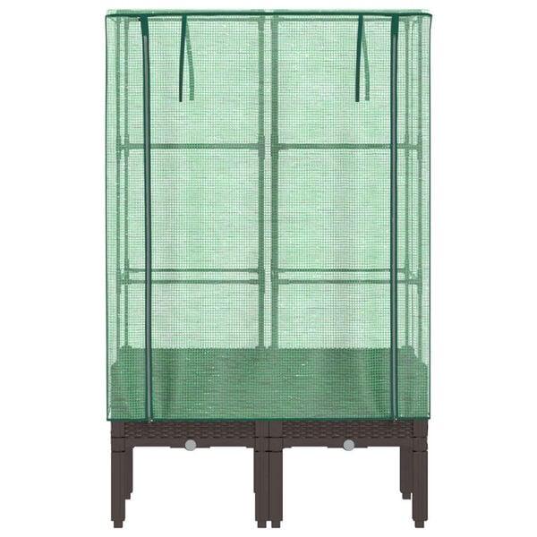 vidaXL Odlingsl&aring;da med v&auml;xthus&ouml;verdrag rottinglook 80x40x140 cm