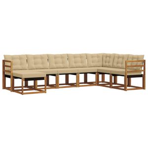 vidaXL Utomhussoffset med kudde 8 pcs Naturlig och Beige