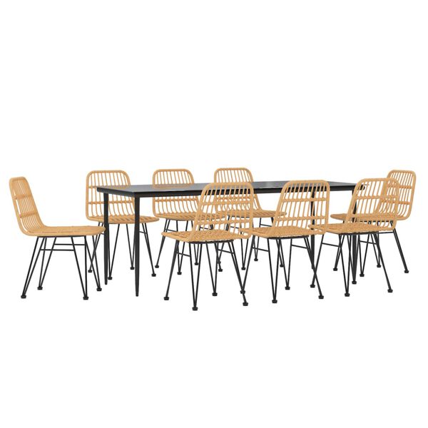 vidaXL Matgrupp f&ouml;r tr&auml;dg&aring;rden 9 delar konstrotting