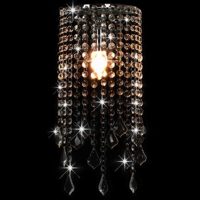 vidaXL Vägglampa med kristallpärlor silver rektangulär E14-lampor
