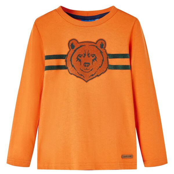 T-shirt med långa ärmar för barn mörk orange 92