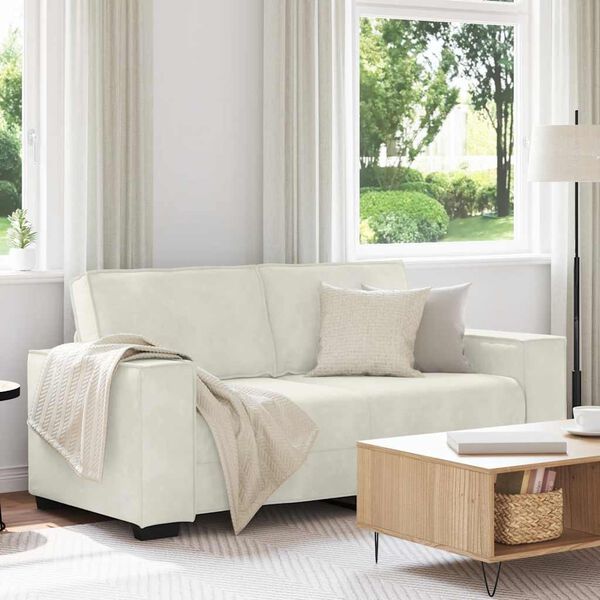 vidaXL Soffa 2-sits gr&auml;ddvit 180x78x84 cm sammet