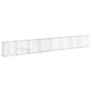 vidaXL Gabionkorg med skydd 800x50x100 cm galvaniserat j&auml;rn