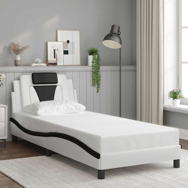 vidaXL Bed Frame "Viana" without Mattress White and Black 80x200 cm Faux Leather