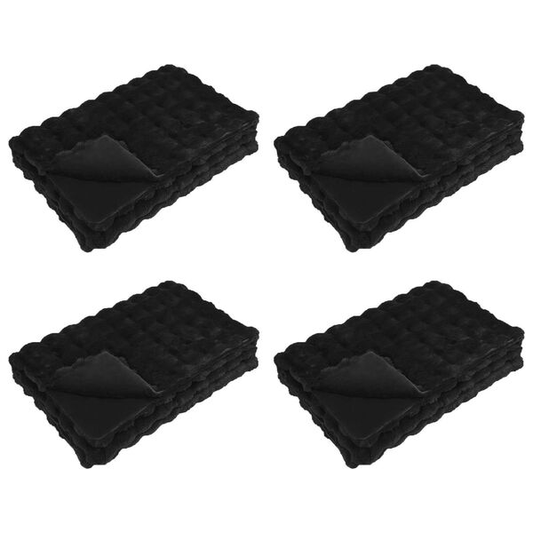 vidaXL Halkfri filt i konstgjord kaninf&auml;ll Olite 4 pcs Svart Polyester