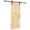vidaXL Skjutd&ouml;rr Naturlig och svart 85 x 210 cm Massiv furutr&auml;d&ouml;rr