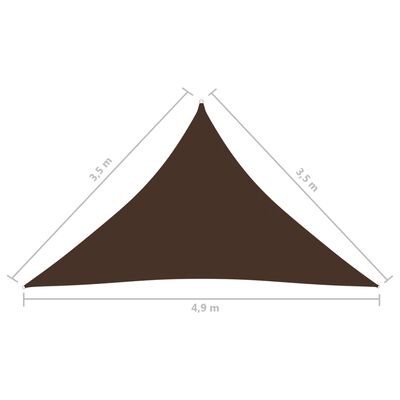 vidaXL Solsegel oxfordtyg trekantigt 3,5x3,5x4,9 m brun