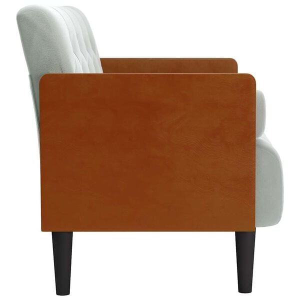 vidaXL Loveseat soffa med bolsterdynor ljusgr&aring; 110 cm sammet