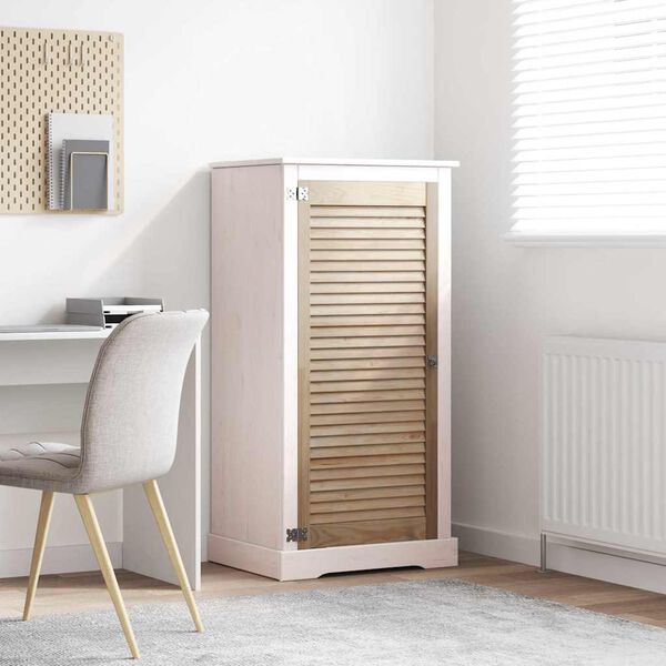 vidaXL Sk&aring;pd&ouml;rr med d&ouml;rr Naturf&auml;rg 140.5 x 2 x 59.5 cm Massiv furu