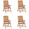vidaXL Justerbara tr&auml;dg&aring;rdsstolar med dynor 4 st massiv teak