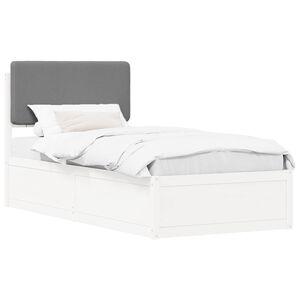 vidaXL S&auml;ngram med Kl&auml;dd Huvudgavel Ljusgr&aring; 100 x 200 cm Massiv furu