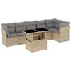 vidaXL Matgrupp f&ouml;r tr&auml;dg&aring;rden med dynor 7 delar beige konstrotting