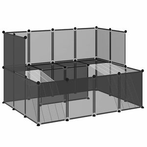 vidaXL Sm&aring;djursbur svart 143x107x93 cm PP och st&aring;l