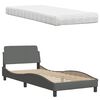 vidaXL Bed with Mattress "Hanko" Dark Grey 90x200 cm Fabric
