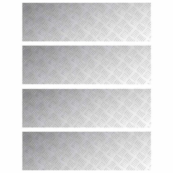 vidaXL Trappsteg Rektangul&auml;r 4 pcs Silver 100 x 30 cm Aluminium