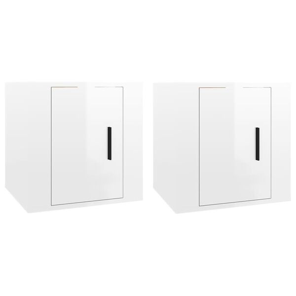 vidaXL Väggmonterade tv-skåp 2 st vit högglans 40x34,5x40 cm