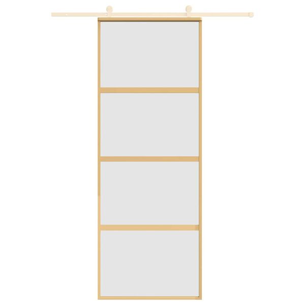 vidaXL Skjutdörr guld 76x205 cm frostat ESG-glas och aluminium