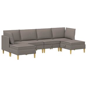 vidaXL Modulsoffor med f&ouml;rvaring 6 st Taupe Tyg
