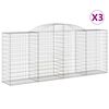vidaXL Gabioner b&aring;gformade 3 st 300x50x120/140 cm galvaniserat j&auml;rn