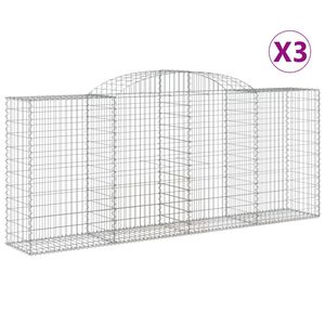 vidaXL Gabioner b&aring;gformade 3 st 300x50x120/140 cm galvaniserat j&auml;rn