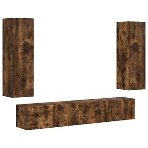 vidaXL TV-b&auml;nkset V&auml;ggmonterad 3 pcs R&ouml;kt ek Konstruerat tr&auml;