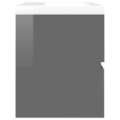 vidaXL Badrumsskåp med inbyggt handfat grå högglans spånskiva