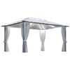 vidaXL Paviljong med gardin & ljusslinga LED 4x3 m gr&auml;ddvit aluminium