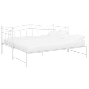 vidaXL Utdragbar s&auml;ngram b&auml;ddsoffa vit metall 90x200 cm