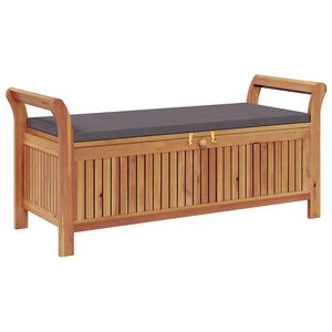 vidaXL F&ouml;rvaringsb&auml;nk med dyna f&ouml;r tr&auml;dg&aring;rd 126 cm massiv akacia