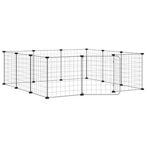 vidaXL Husdjursbur med 12 paneler och d&ouml;rr svart 105x105x35 cm st&aring;l