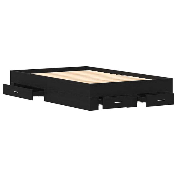 vidaXL S&auml;ngram med l&aring;da Svart Ek 120 x 200 cm Konstruerat tr&auml;